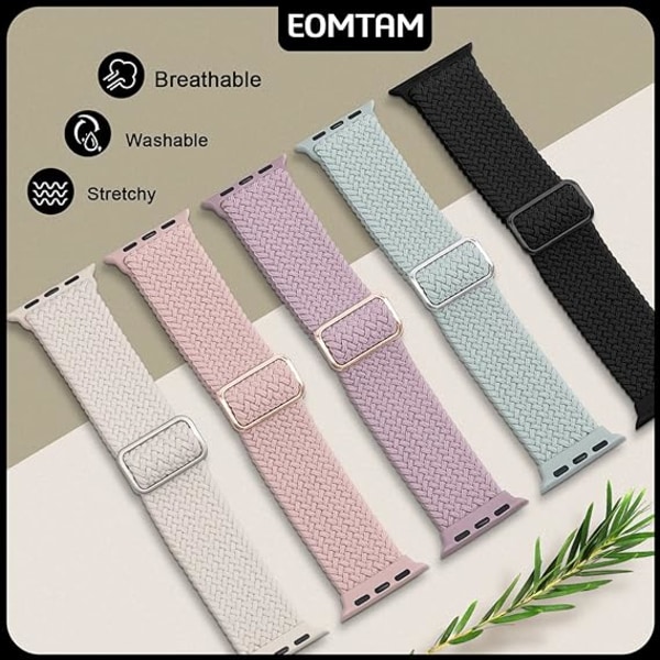 5-pack flätad kompatibel för Apple Watch Band 38 mm 40 mm 41 mm 42 mm 44 mm 45 mm 49 mm för kvinnor män, iWatch Series Ultra 8 SE 7 6 5 4 3