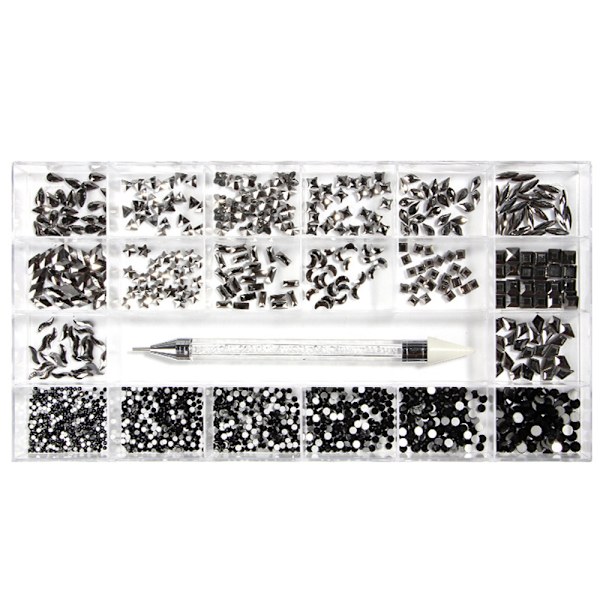 Nagelborr flat bottom specialformad borr set-25 specialformade borrar/nät, 2500 små borrar-TZ1244 min svart