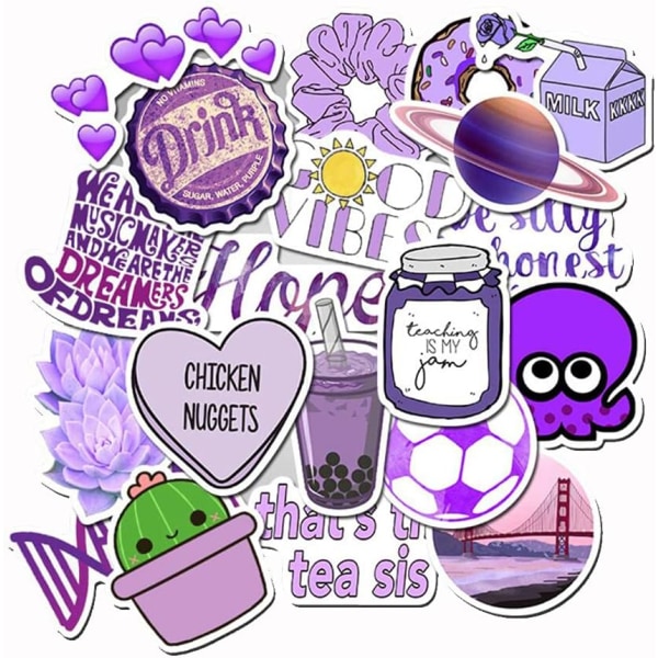Flickans lila estetiska klistermärken Vattentäta söta klistermärken 50 st vattenflaska bärbara telefonklistermärken för tonåringar barn