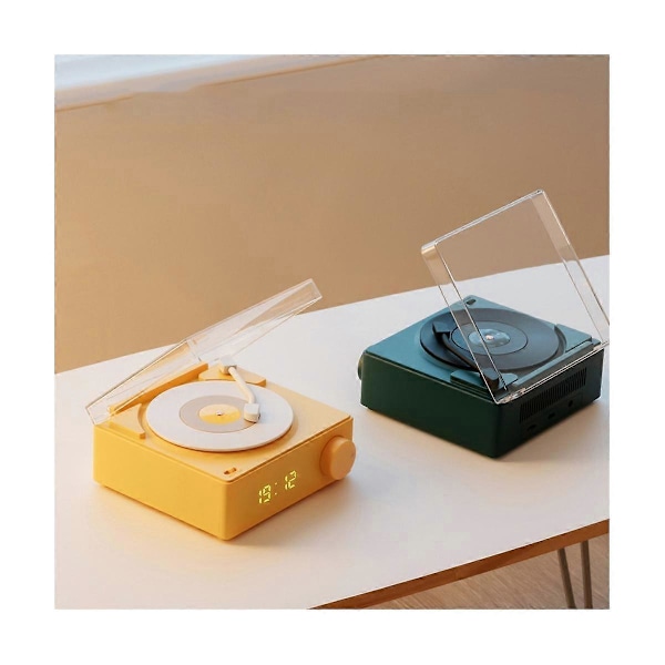 Multifunksjonell Bluetooth-høyttaler Vekkerklokke Vinylplatespiller Skrivebord Lydboks for Rom Soverom