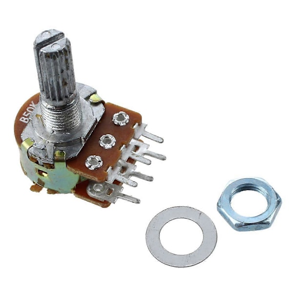 5 st B50K 50K ohm 6-stift delade axel linjära dubbla koniska potentiometer