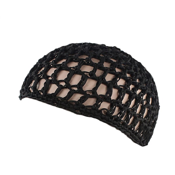 Hårnett i netting, heklet lue, fiskenett hårnett, snood-deksel ornament for soving Black