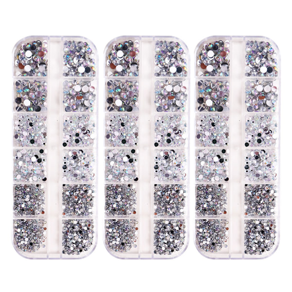 3 st platta botten borr nagelborr - AB storlek blandad borrmake up