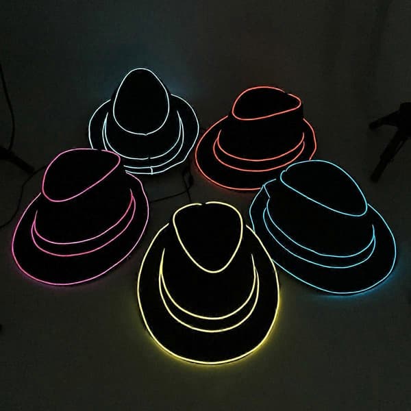 Fest LED Jazz Hat Flashing Fedora til 2 stk. orange lysbrug