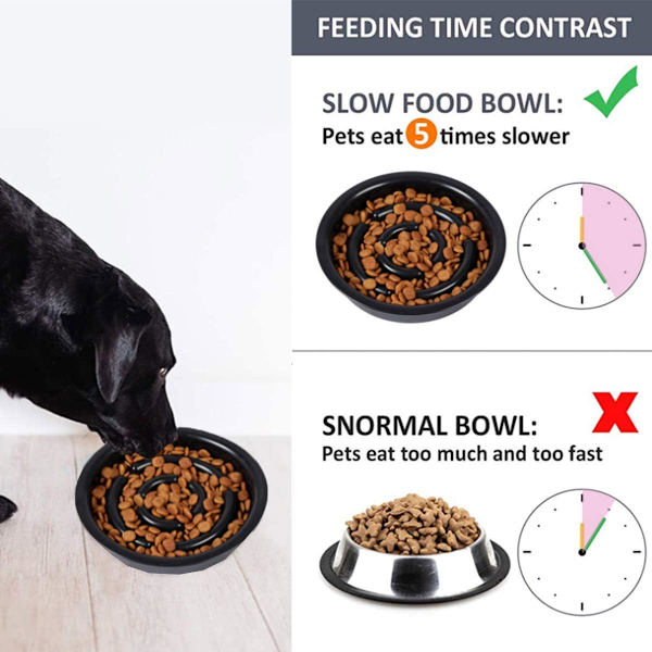 Långsam matningsskål för hundar, långsam matningsskål, anti-glupsk skål för hundkatt, främjar hälsosam matning och långsam matsmältning