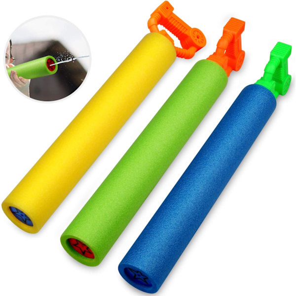 Vattenpistoler Leksaker för Barn, 3Pack Skum Vatten Blaster Shooter Sommar Kul Utomhus Simbassäng Spel Leksaker för Pojkar Flickor Vuxna