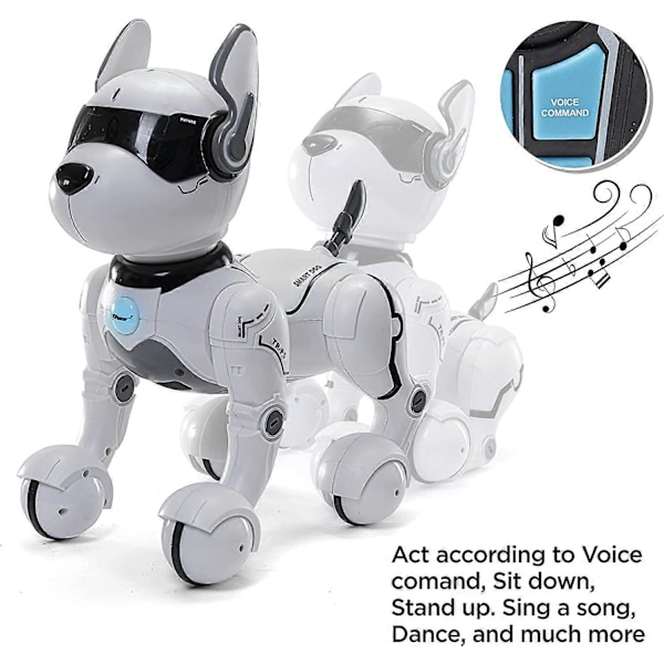 Fjärrkontroll Robot Hund Leksak med Touchfunktion och Röststyrning, Rc Hundrobot Leksaker för Barn 3,4,5,6,7,8,9,10 År och Uppåt, Smart & Dansande Robo