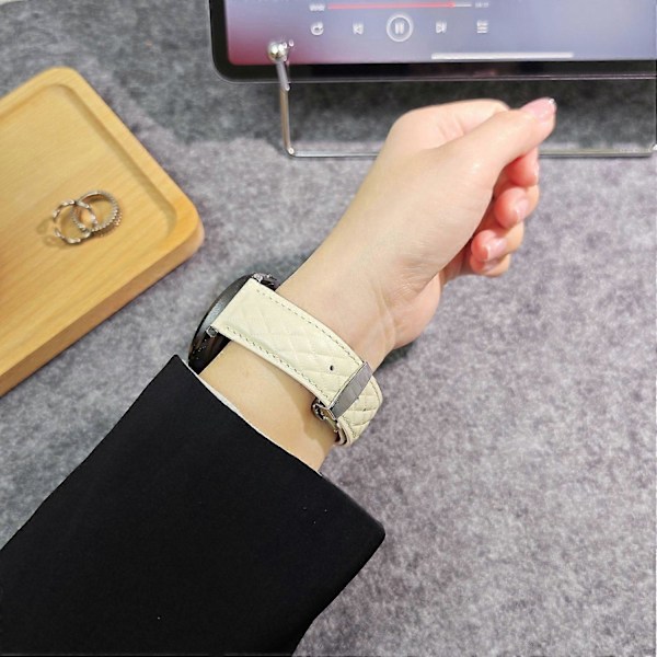 Armband i äkta läder med rombstruktur för Huawei Watch GT 5 Pro 46 mm/GT 5 46 mm 22 mm Style C