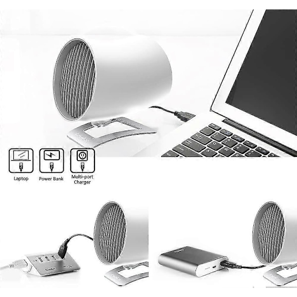 USB-bordfläkt, Mini USB-fläkt Tyst 6 tum Fläkt med Förbättrad Luftflöde Starkt Luftflöde 2 Hastigheter 360° Rotationsbar Kompatibel med Powerbank Adapter Bil Laddning