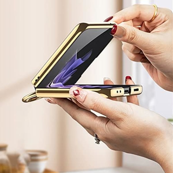 för Z Flip3 5g 2023 med ringhållarplätering Lyxigt cover Kompatibel med Samsung Galaxy Z Flip 3 5G case (rosa)