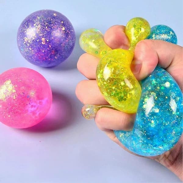 Glitter Maltose Squishy Legetøj 6Cm Tpr Til Stresslindring Sensorisk Leg Blue ball