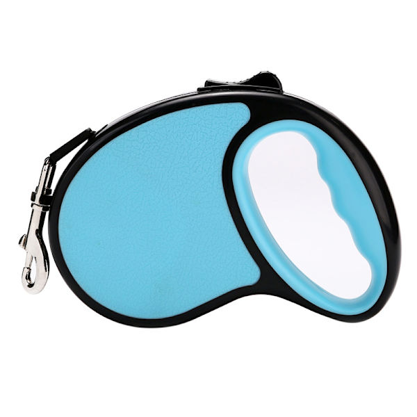 Indtrækkelig hundeline, 16 fod [stærk nylonrem] 360° Tangle-Free til små mellemstore hunde op til 30 lbs, enhåndsbremse, pause, lås (babyblå)