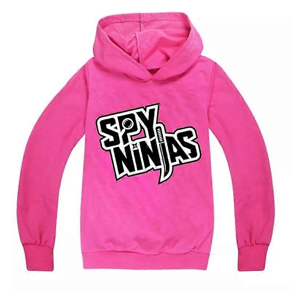 Ny Spy Ninja Hoodie för Pojkar och Flickor, Casual Långärmad Tröja med Huvtröja för Barn Rose Red 3-4Years