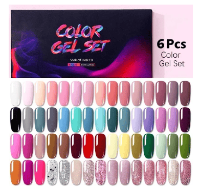 6-pack Nagelgelfärgset Nagelkit Polygel – Supergåva