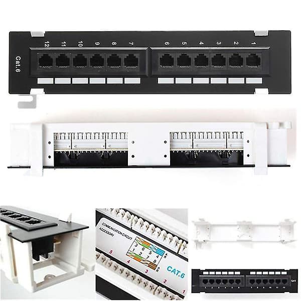 Network Tool Set 12-Port Cat6 Panel Rj45 Wall Mount Rack with Surface Mount Bracket