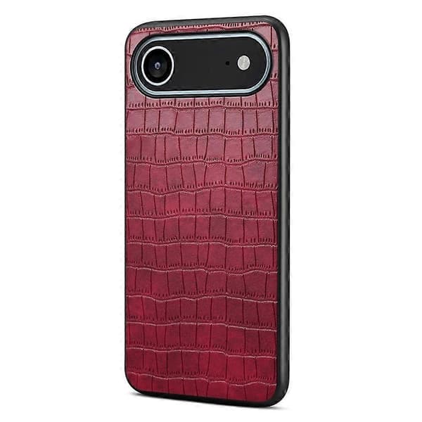 Compatible for iPhone 17 Air Case Crocodile Texture Design Leather Slim Back Cover (Red)