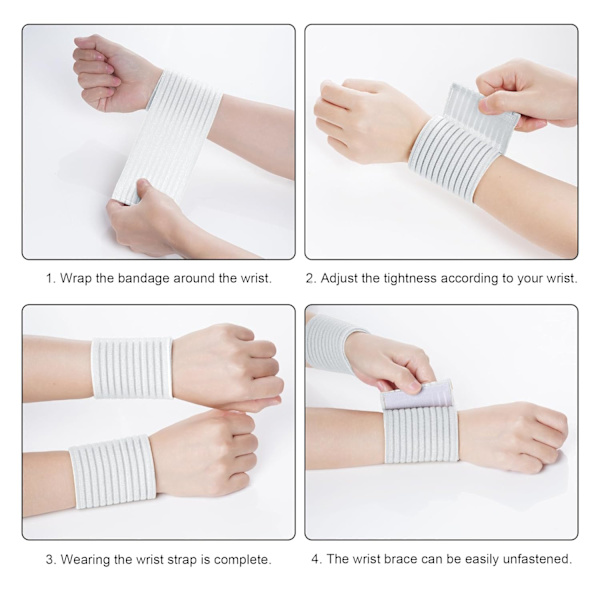 4 st vita elastiska handledskompressionsbandage justerbara handledsremmar handstöd wraps andningsbara handledsskydd (40 cm)