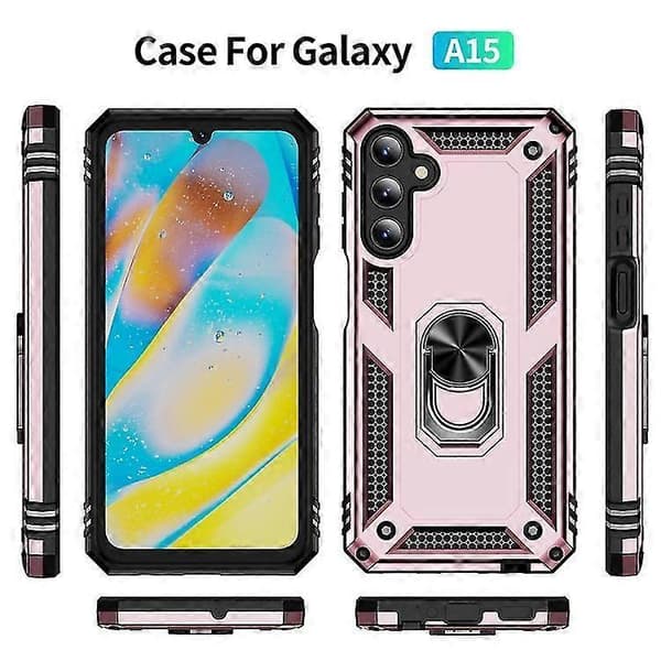 Støtsikkert TPU + PC-deksel til Samsung Galaxy A15 (Rosegull)