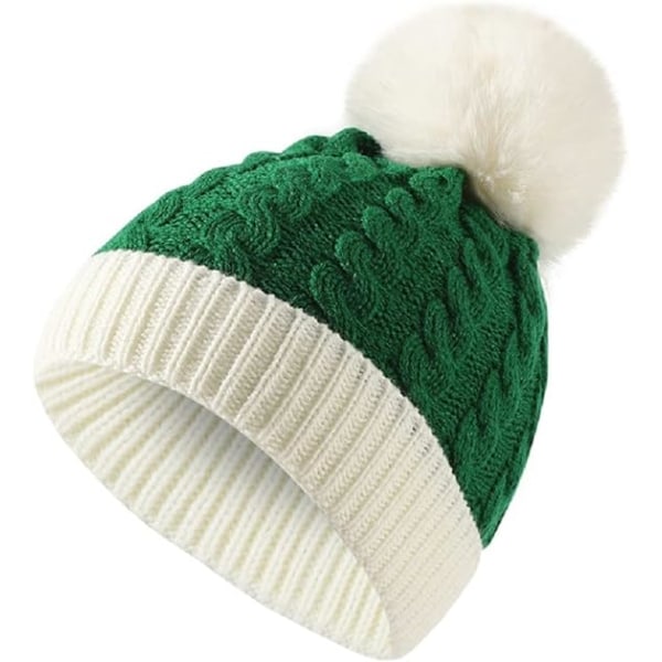 Toddler Christmas Hat, Kids Toddler Christmas Hat, Mjuk Varm Baby Brättelös mössa Stickad mössa Grön, Grön