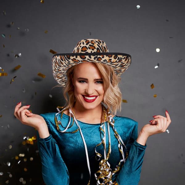 Leopard Cowboyhatt Kostymhattar för Dekoration 4st Andningsbart Tygmaterial