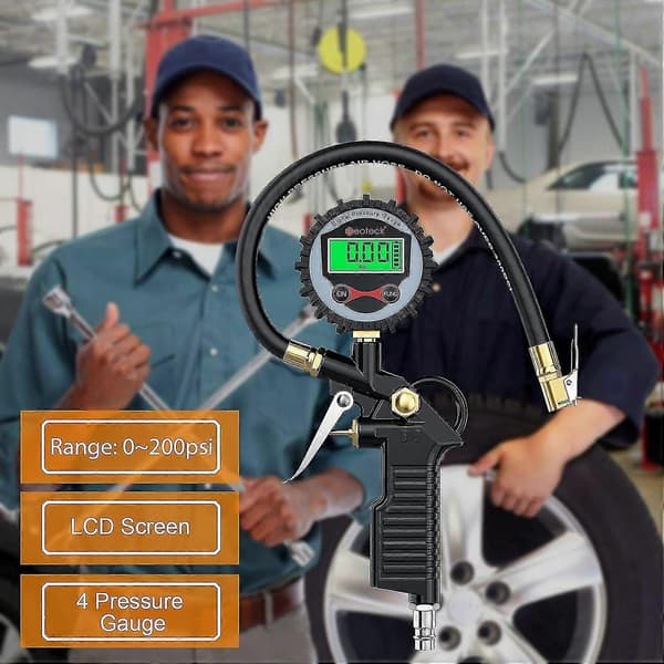 3-i-1 200psi Digital Däcktrycksmätare Hög Noggrann Digital Däcktrycksmätare