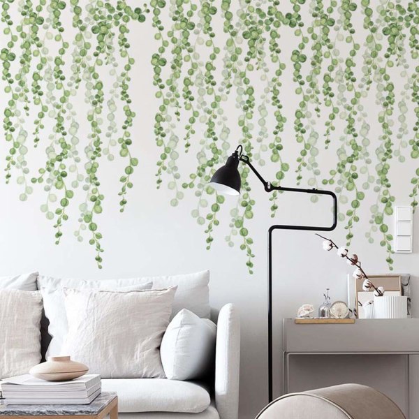 Grönt tropiskt löv väggdekor, vattentät DIY väggdekoration för sovrum, vardagsrum, klassrum och kontor
