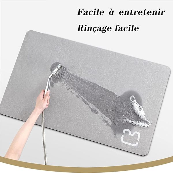 Superabsorberende skridsikker bademåtte Diatomit mikrofiber bademåtte bademåtte brusebadsmåtte blød hurtig tørring (grå, 50 * 80)