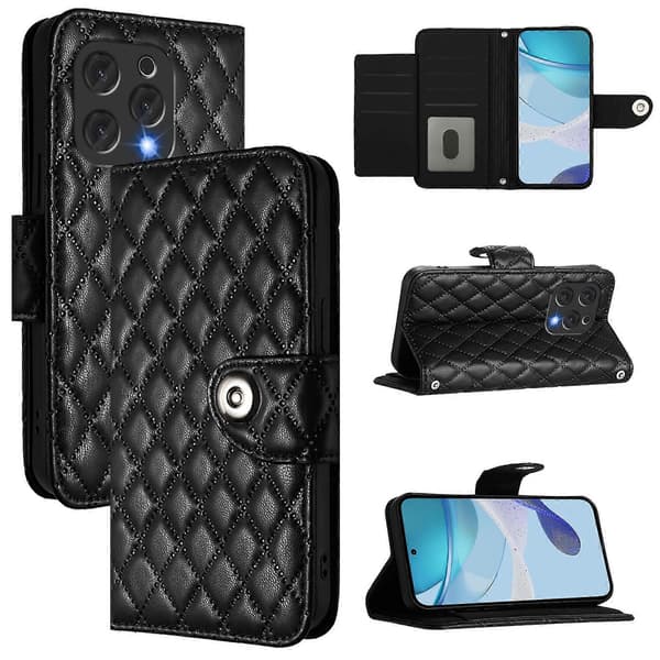 Rhombic Texture Flip Leather Phone Case with Lanyard (For Doogee N55 Plus)