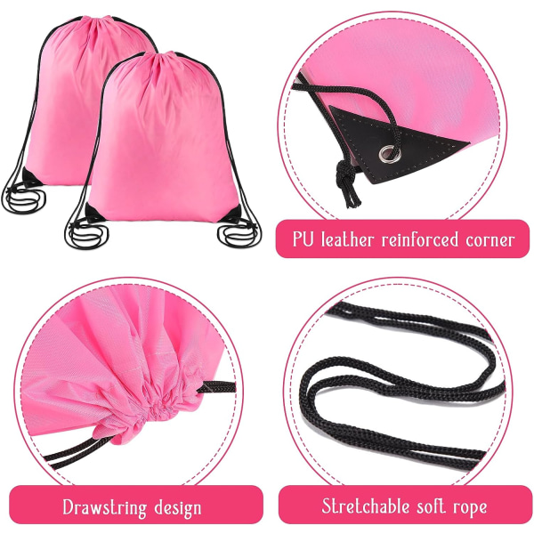 2 stk. lyserøde snoretrækssække Sports Cinch Sack String Bags Snoretrækssæk Gym Bag Draw String Rygsæk Bulk Swimming String Bags