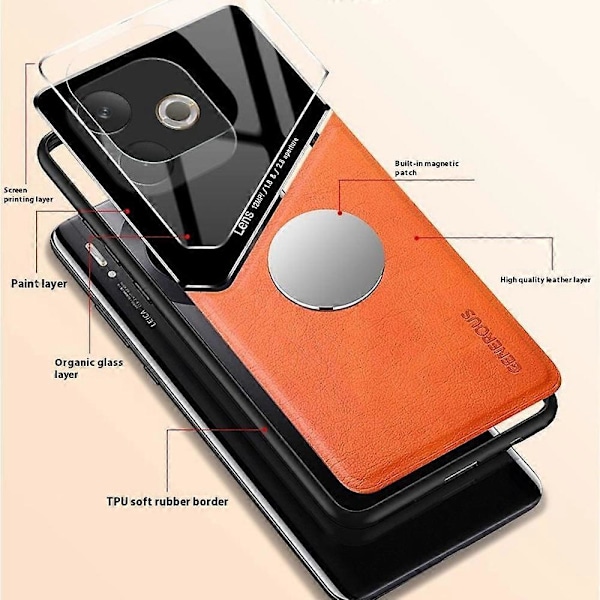 Til Oppo A5 Pro 5G Etui Læderbelagt PC + TPU Telefon Bagcover - Grøn Multicolor Red