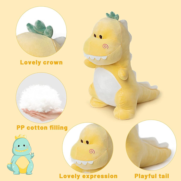 Dinosaur Plyschdjur, 12\" Söt Plyschdinosaurie Mjuk Dino Plyschdjur Dino Plysch Dinosaur Plushie Leksaker för Pojkar (Gul)