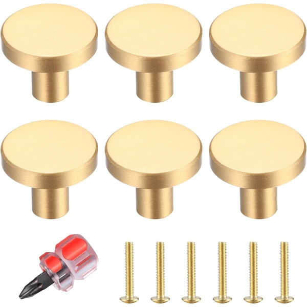 Pieces Drawer Knobs, Gold Furniture Knobs, Round Cabinet Knobs, Gold Brass Drawer Knobs, Kitchen Door Handles for Decor, with Screwdriver-20 * 25 mm