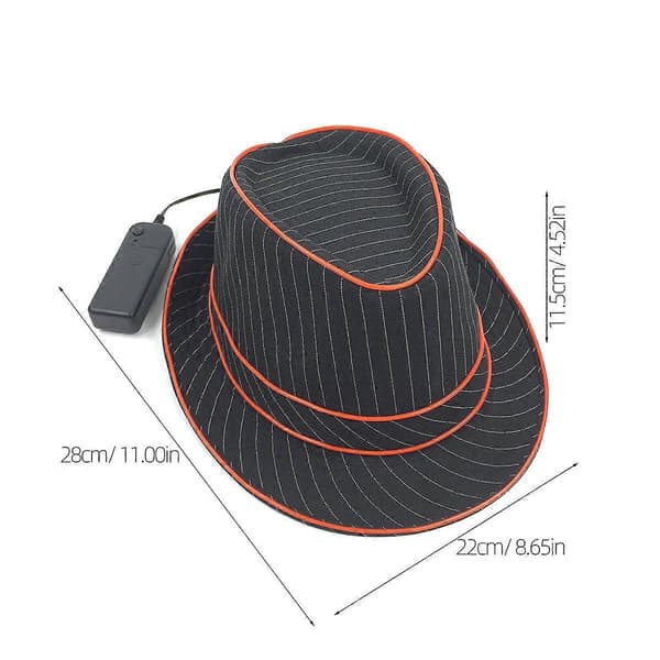 Fest LED Jazzhatt Blinkende Fedora for 2 stk Oransje Lysbruk