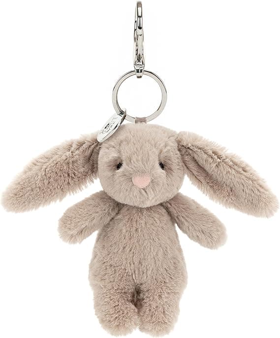 Jellycat Bashful Beige Bunny Bag Charm, 9 cm - Bunny & Rabbit Plush Keychain - Great Gift Idea