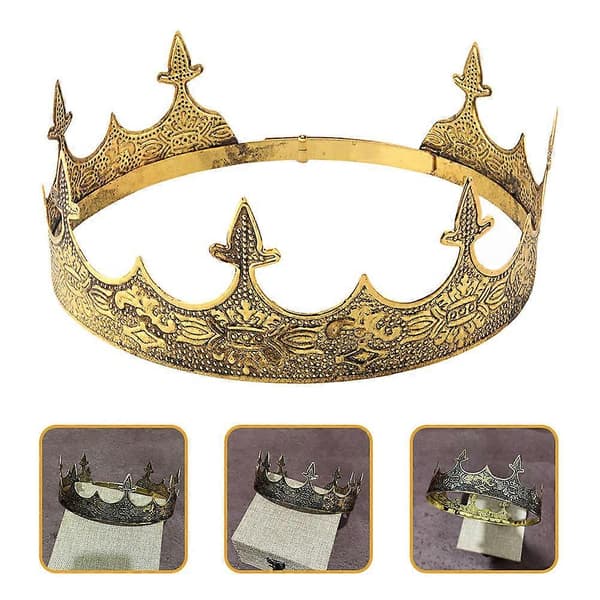 Krone for menn Klassisk kongekrone for dekorasjon 3 stk Cosplay-rekvisitt