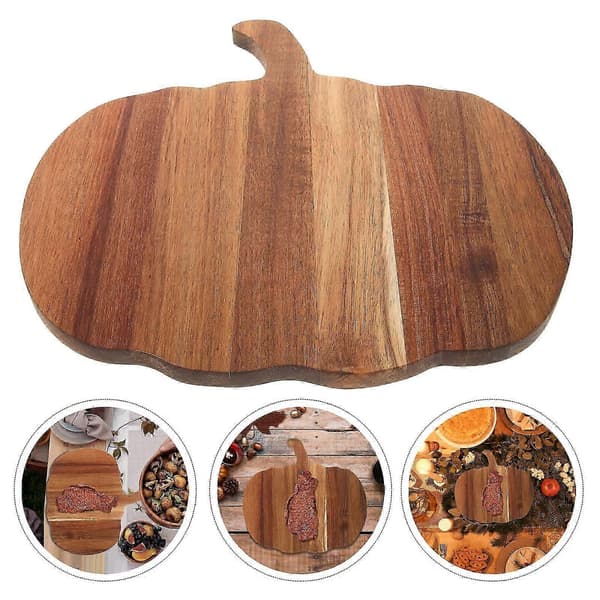 Skärbräda i trä för kött, frukt, grönsaker, pumpaformad skärbräda för måltidsförberedelse - Bra 33.00X30.20X1.50CM Ljusbrun