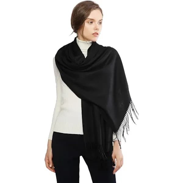 Dame Tørklæder Pashmina Sjaler og Slå-om til Bryllup Tørklæder til Kvinder Vinter Sort, A