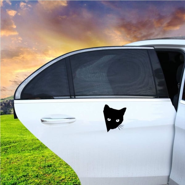 Styling Katt Tittar Fram Personlig Reflexdekal Bil Lastbil Fordon Motorcykeldekal (Svart Katt)
