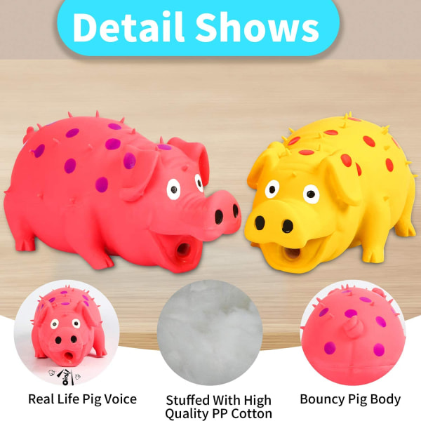 Squeaky Piggy Dog Toy, Barking Piggy Dog Toy for Small Medium and Large Dogs-Yellow