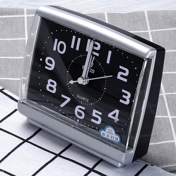 Square Silent Small Alarm Clock Analog Alarm Clock for Bedroom