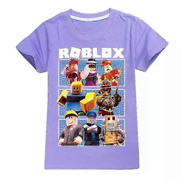 Ny Pojkar Flickor Sommar Casual Kortärmad T-shirt Roblox Barn Bomulls T-shirt Topp 170 Purple