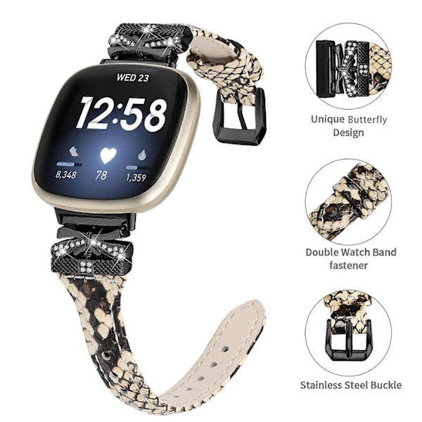 Typ C Svart Spänne Armband för Fitbit Versa 3/4/Sense/Sense 2 Fjärilskontakt Smartwatch Style D