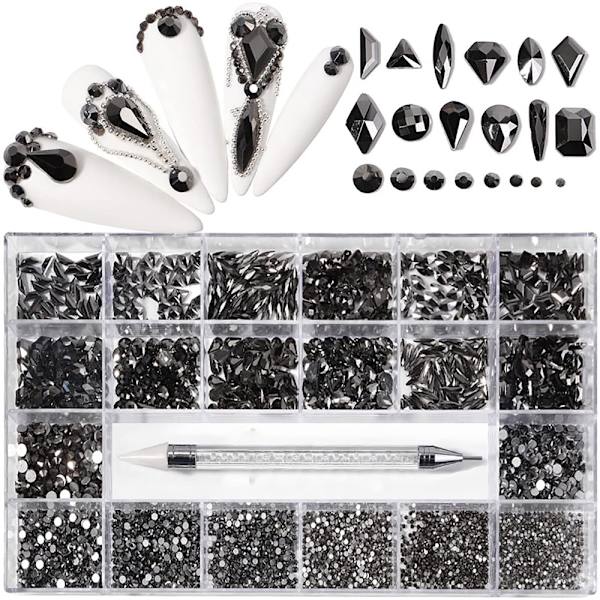 Nagelborr flat bottom specialformad borr set-25 specialformade borrar/nät, 2500 små borrar-TZ1244 min svart