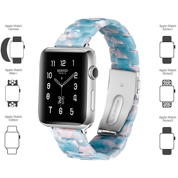 Kompatibel med Apple Watch-reimer 38-40mm/42-44mm Serie 5/4/3/2/1, Slank Resin Armbånd -42-44mm-himmelblå