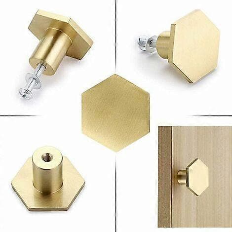 10 stk. massive messing sekskantede knopper, skabslågeknapper runde messingknopper møbelknopper 30*21mm