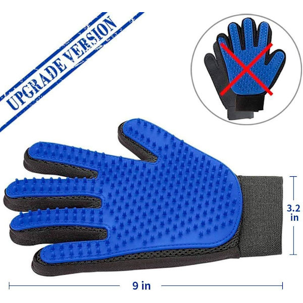 Plejehandsker til kæledyr - Blide børstehandsker - Effektive plejehandsker til kæledyr - Forbedret fem-finger design - 1 par