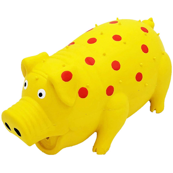 Squeaky Piggy Dog Toy, Barking Piggy Dog Toy for Small Medium and Large Dogs-Yellow