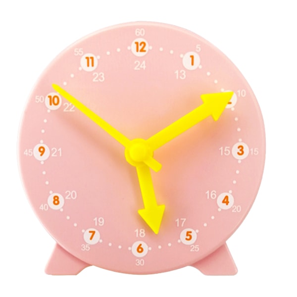 Children's Learning Clock, Student Learning Clock Teaching Time 12/24 Hour Gear Clock 4+ Year - Pink