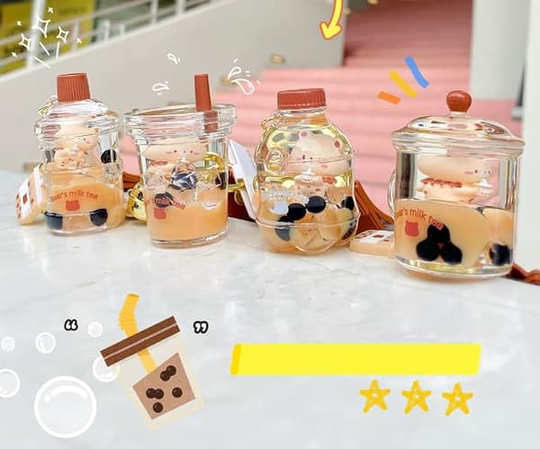 Söpö Bubble Tea Avaimenperä Boba Karhu Avaimenperä Ripustus Nuken Tytölle