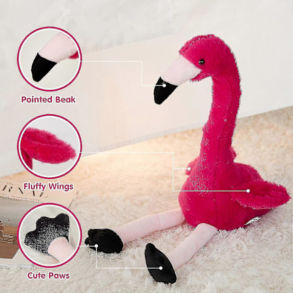 1 Talande Flamingo Upprepa Vad Du Sa Interaktiv Söt Plyschleksak Gosedjur Födelsedagspresenter För Pojkar Och Flickor, Röd Zekai